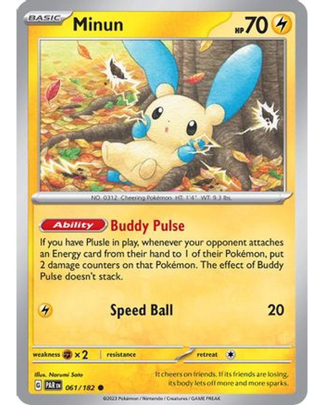 Minun 061/182 - Reverse Holofoil SV04 Paradox Rift - Common