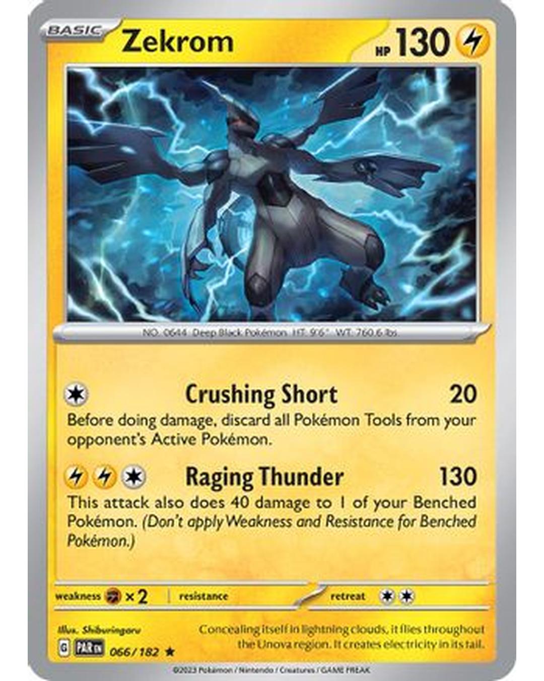 Zekrom 066/182 - Reverse Holofoil SV04 Paradox Rift - Rare