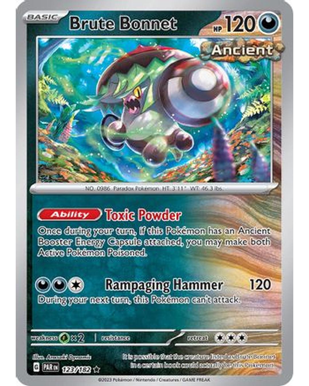 Brute Bonnet 123/182 - Reverse Holofoil SV04 Paradox Rift - Rare