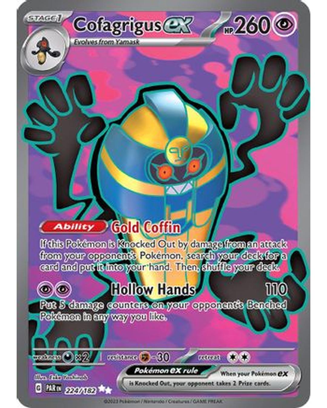 Cofagrigus ex 224/182 - Holofoil SV04 Paradox Rift - Ultra Rare