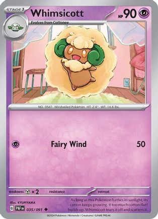 Whimsicott 035/091 - Reverse Holofoil SV Paldean Fates - Uncommon