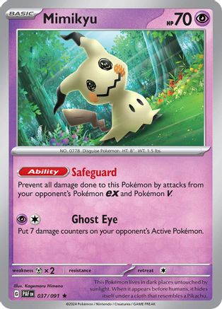 Mimikyu 037/091 - Reverse Holofoil SV Paldean Fates - Rare