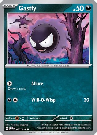 Gastly 055/091 - Reverse Holofoil SV Paldean Fates - Common