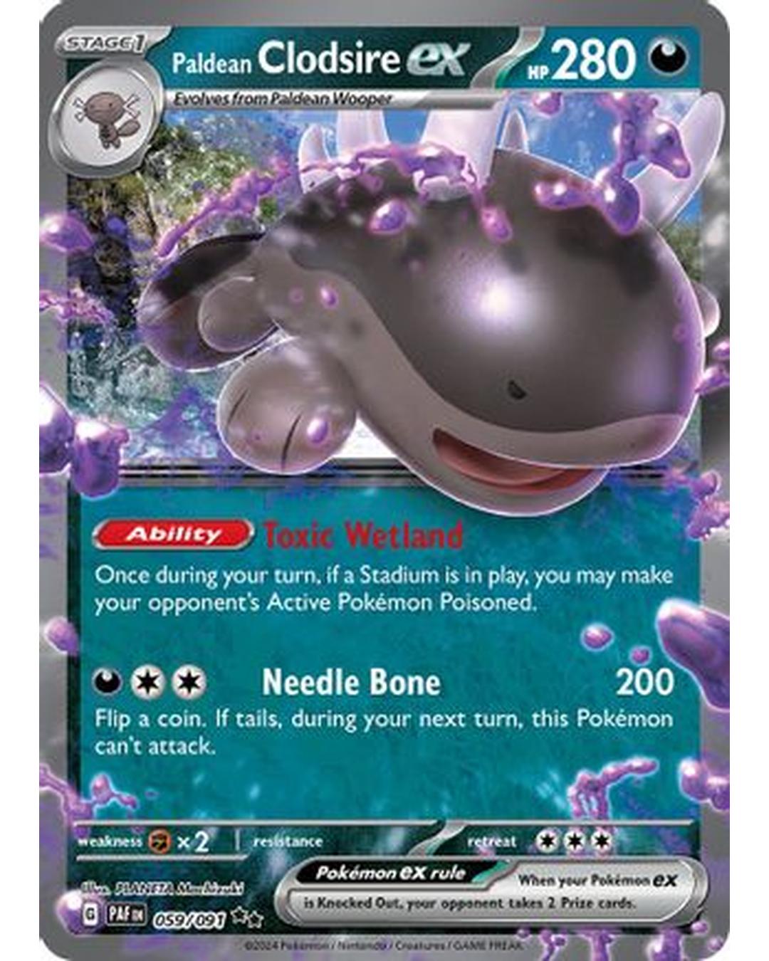 Paldean Clodsire ex 059/091 - Holofoil SV Paldean Fates - Double Rare