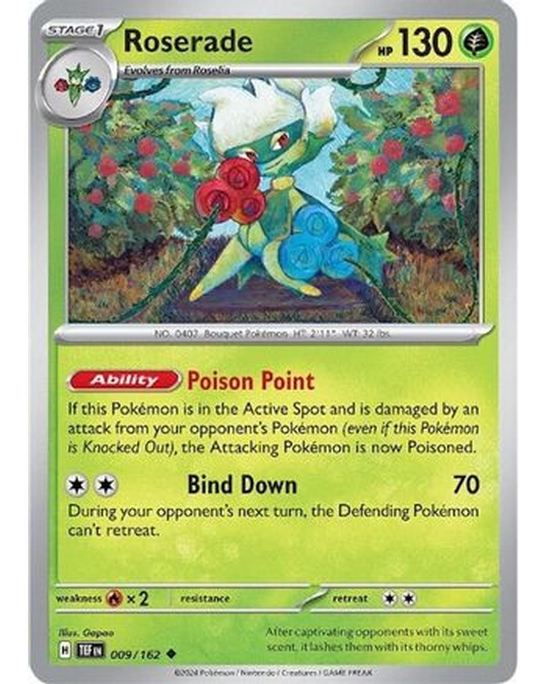 Roserade 009/162 - Reverse Holofoil SV05 Temporal Forces - Uncommon