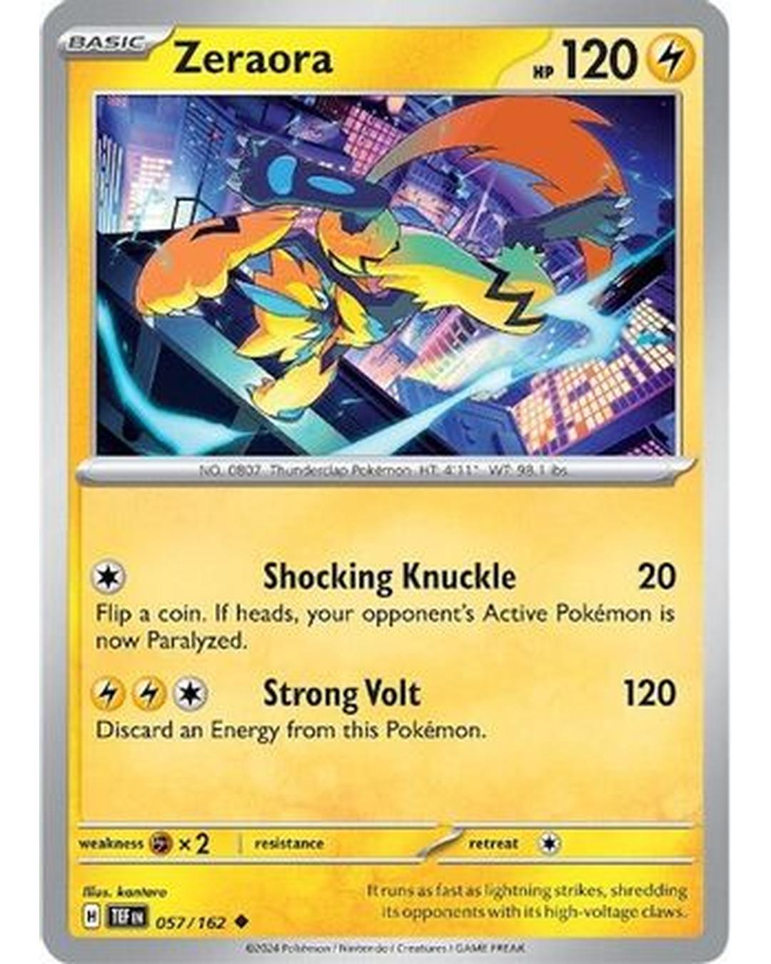 Zeraora 057/162 - Reverse Holofoil SV05 Temporal Forces - Uncommon