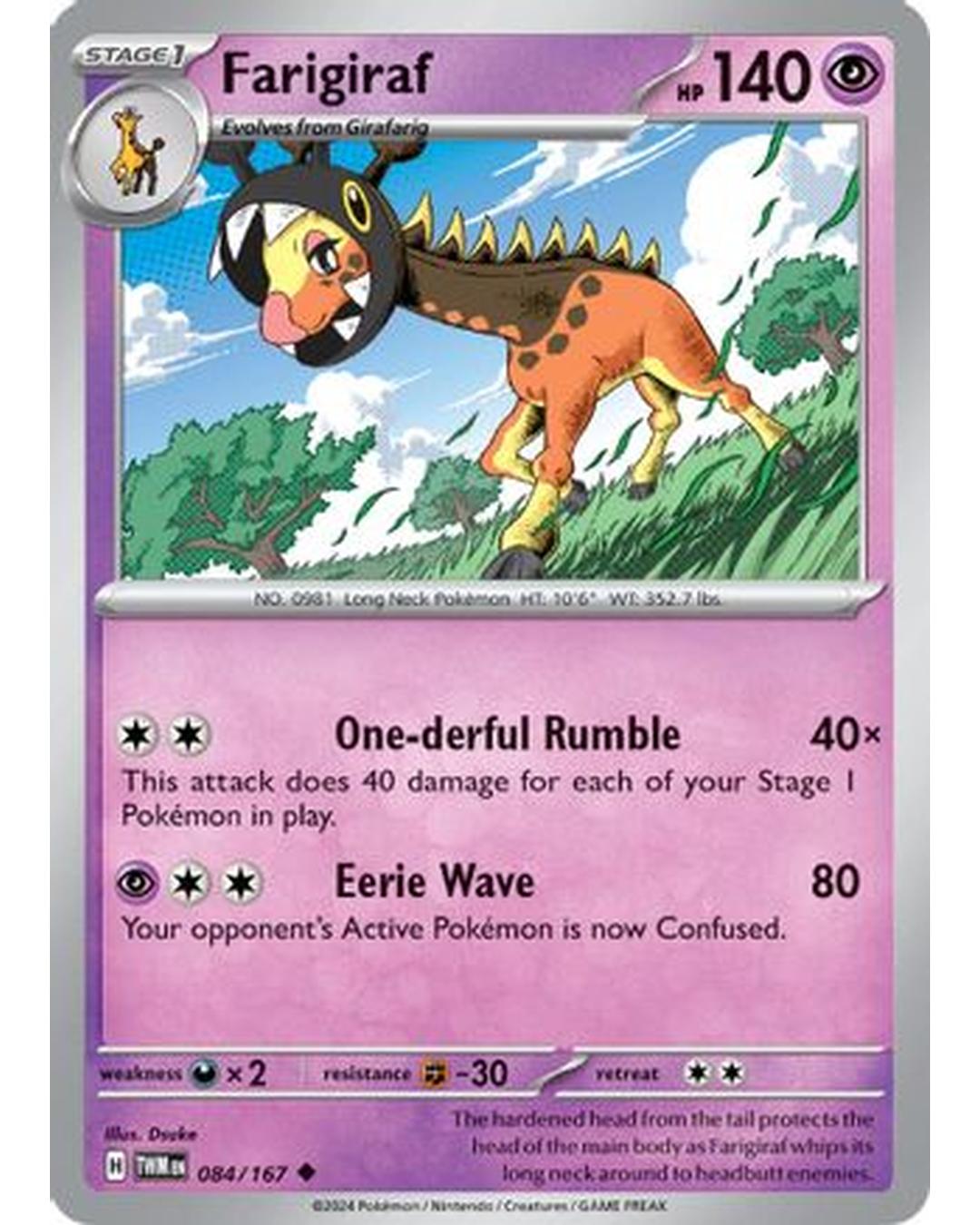 Farigiraf 084/167 - Reverse Holofoil SV06 Twilight Masquerade - Uncommon