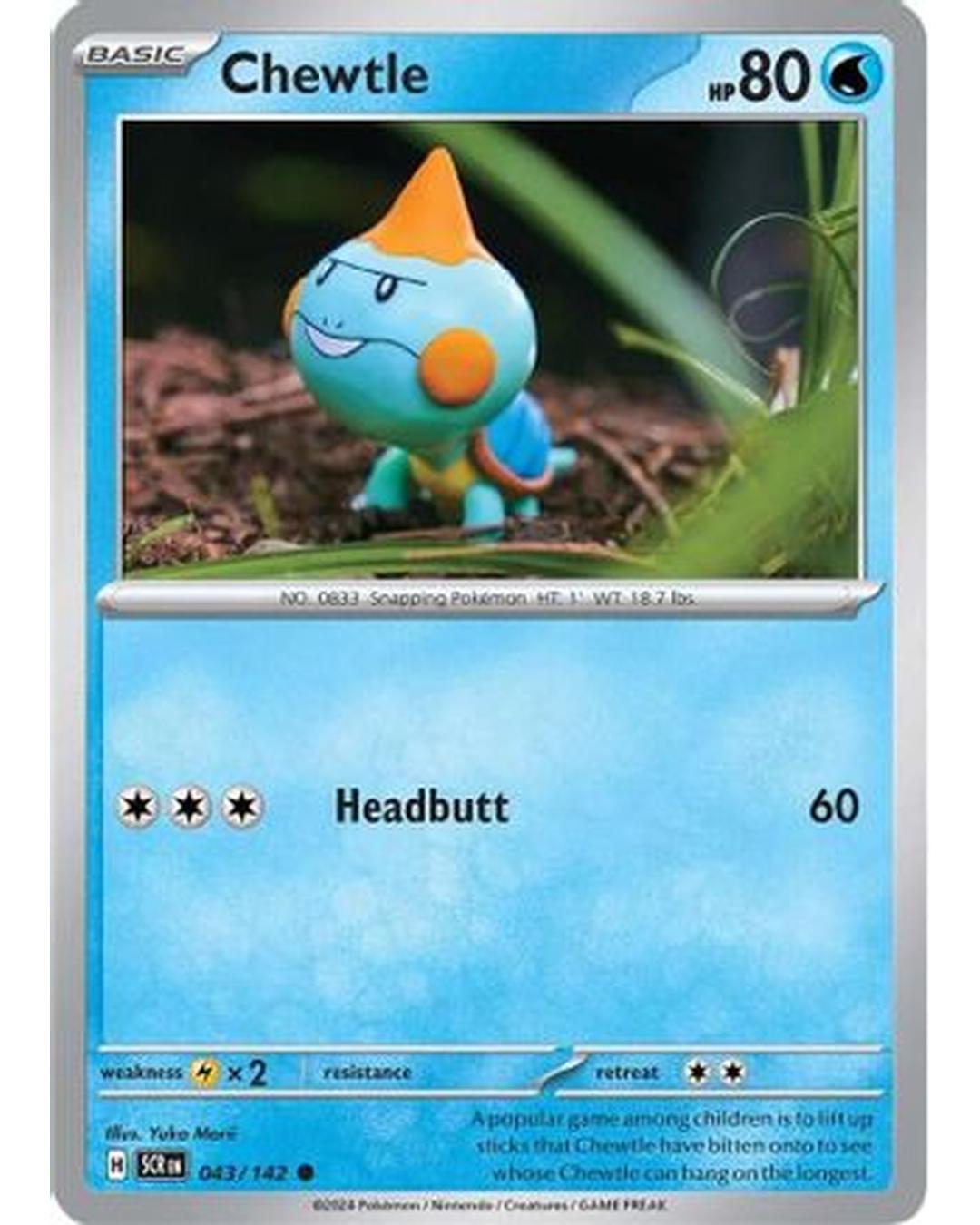 Chewtle 043/142 - Reverse Holofoil SV07 Stellar Crown - Common