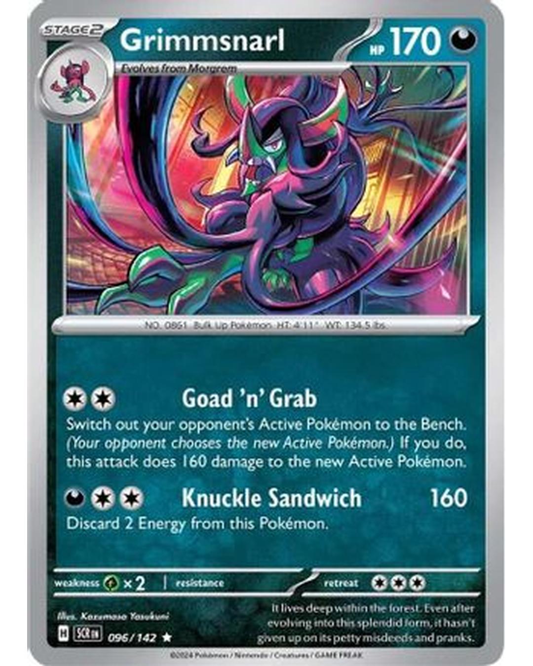 Grimmsnarl 096/142 - Reverse Holofoil SV07 Stellar Crown - Rare