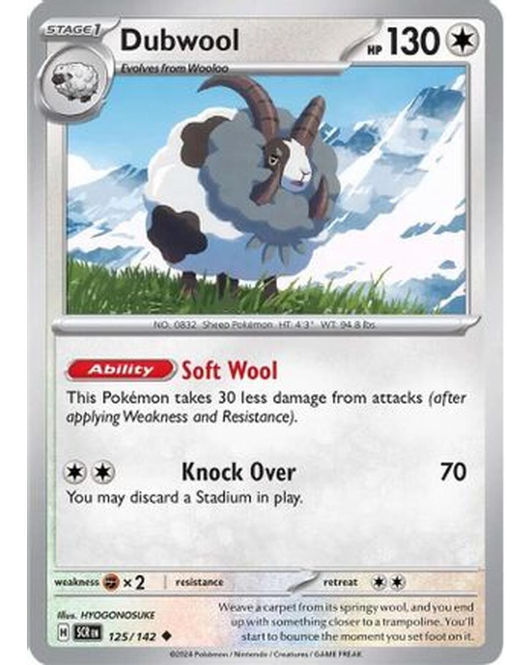 Dubwool 125/142 - Reverse Holofoil SV07 Stellar Crown - Uncommon