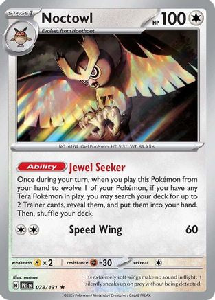 Noctowl 078/131 - Reverse Holofoil SV Prismatic Evolutions - Rare