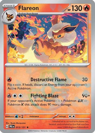 Flareon (Master Ball Pattern) 013/131 - Holofoil SV Prismatic Evolutions - Rare