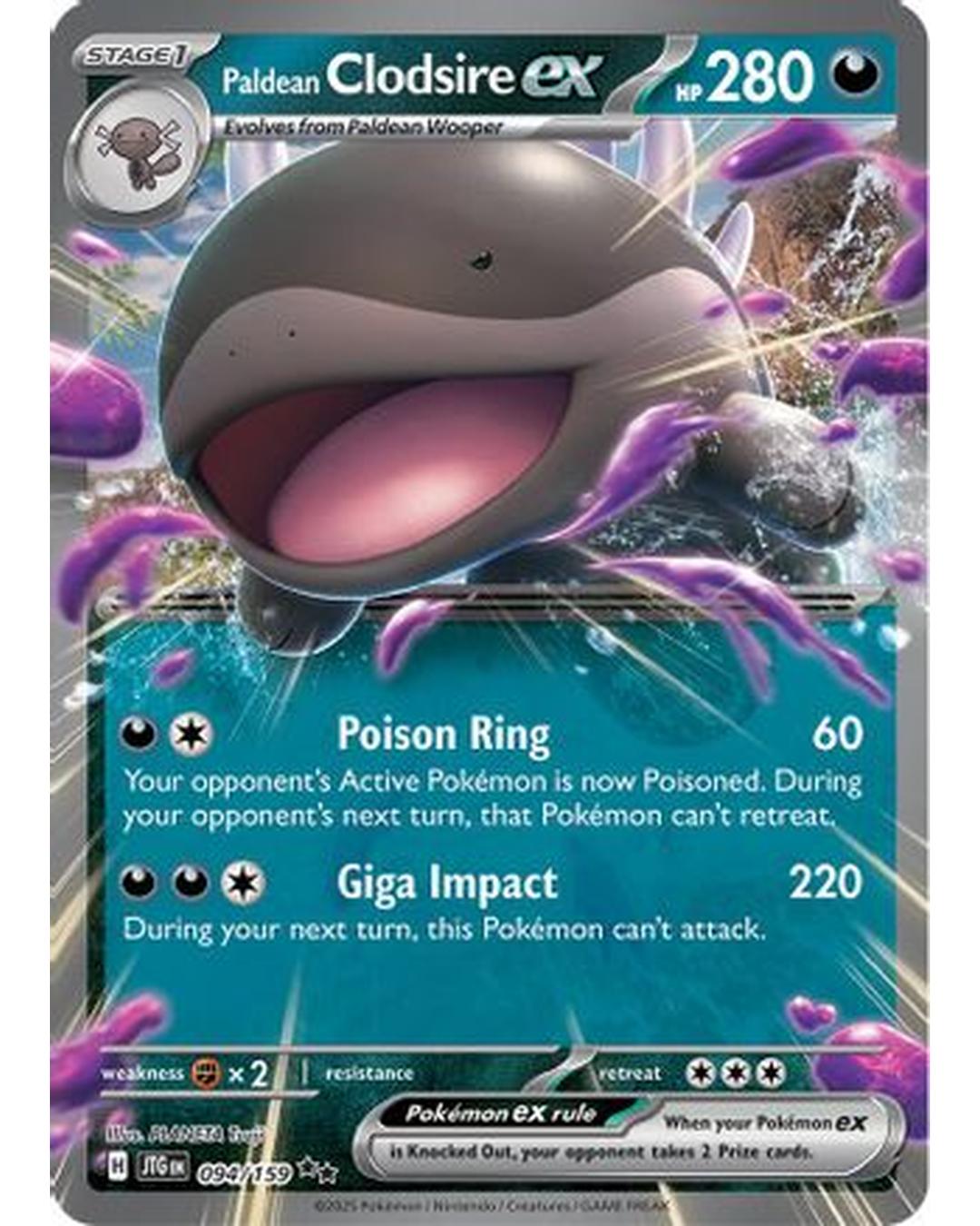 Paldean Clodsire ex 094/159 - Holofoil SV09 Journey Together - Double Rare