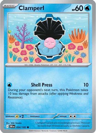 Clamperl 054/182 - Reverse Holofoil SV10 Destined Rivals - Common