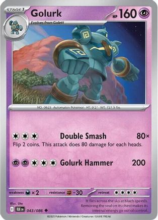 Golurk 043/086 - Reverse Holofoil SV Black Bolt - Uncommon
