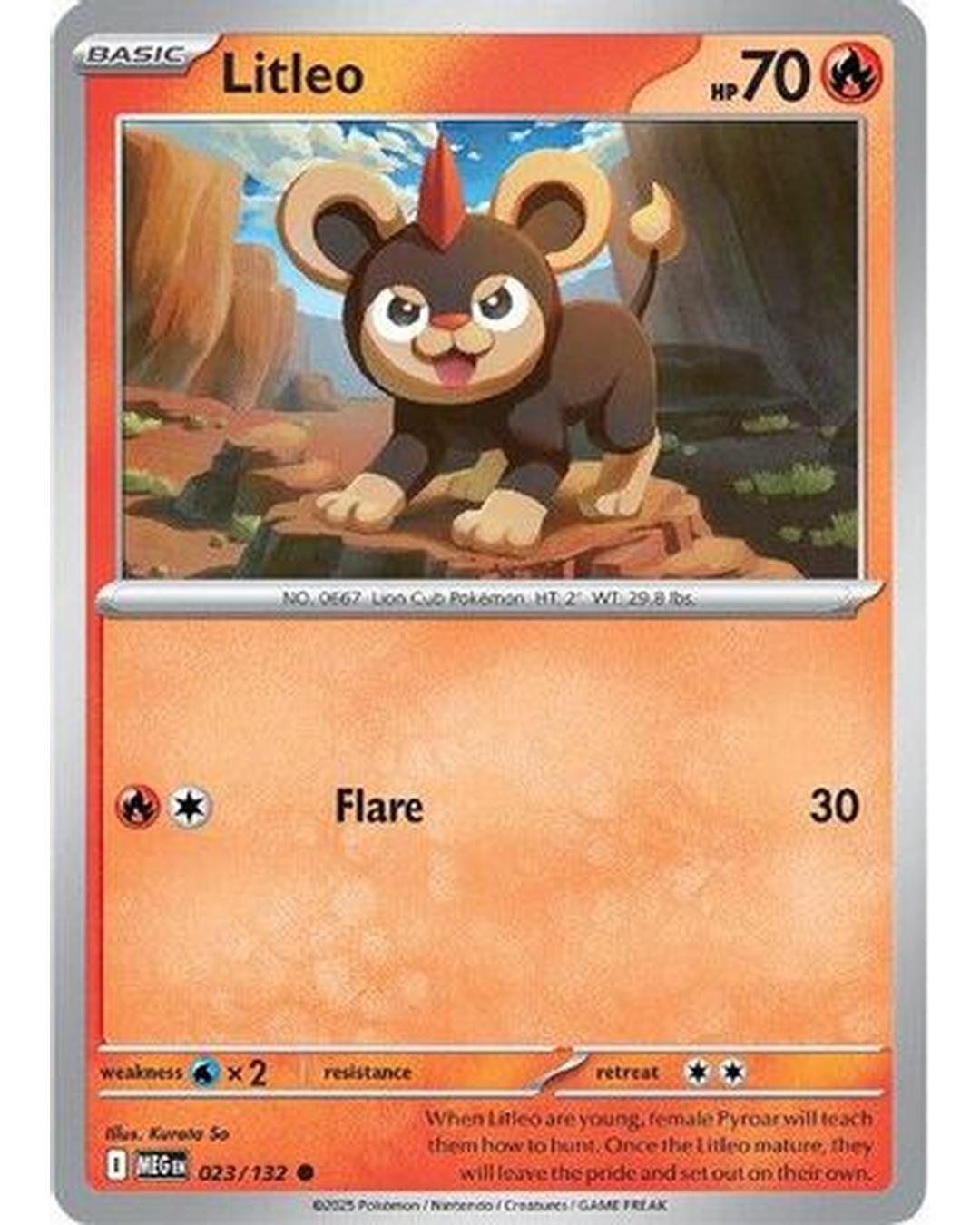 Litleo 023/132 - Reverse Holofoil ME01 Mega Evolution - Common