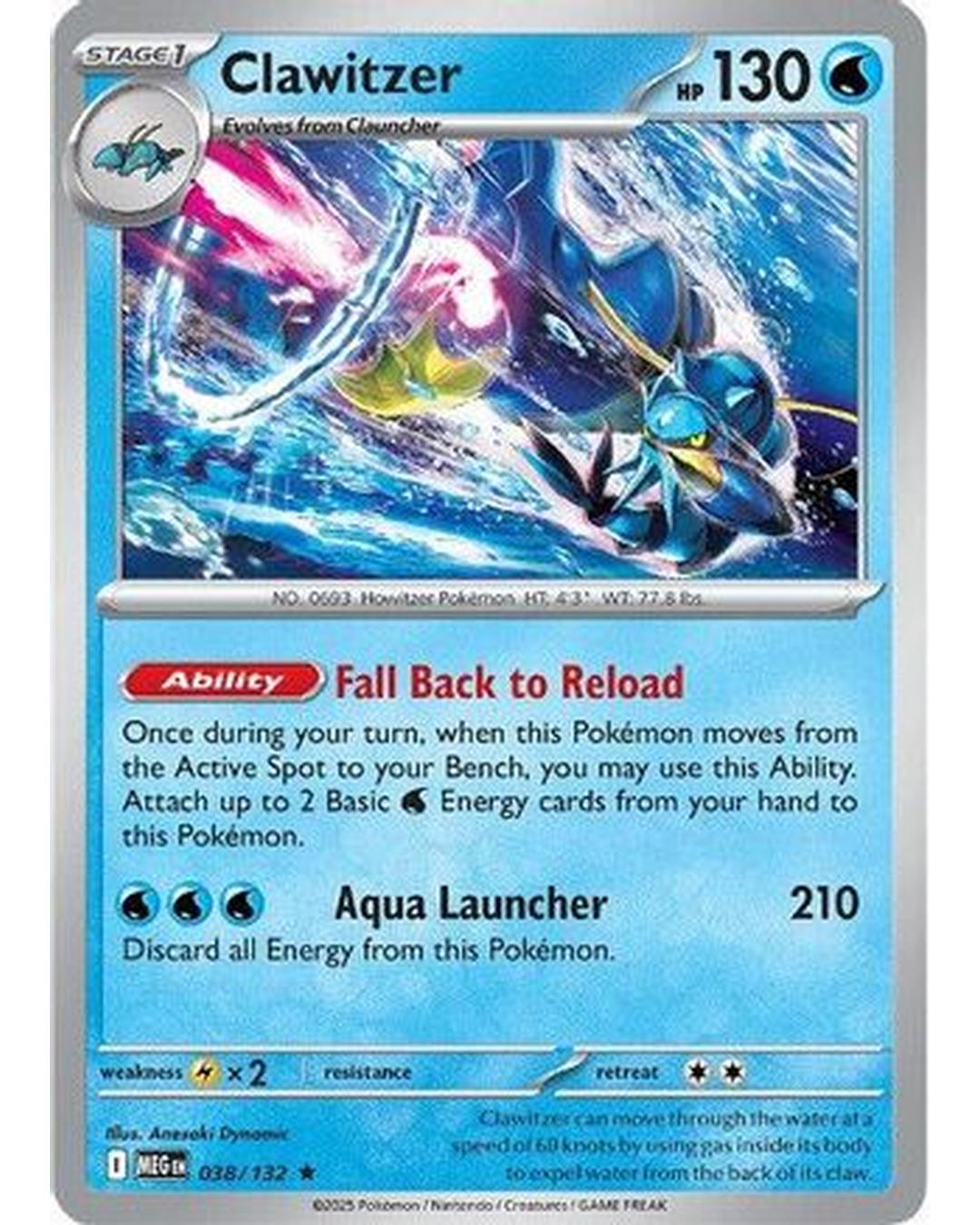 Clawitzer 038/132 - Holofoil ME01 Mega Evolution - Rare
