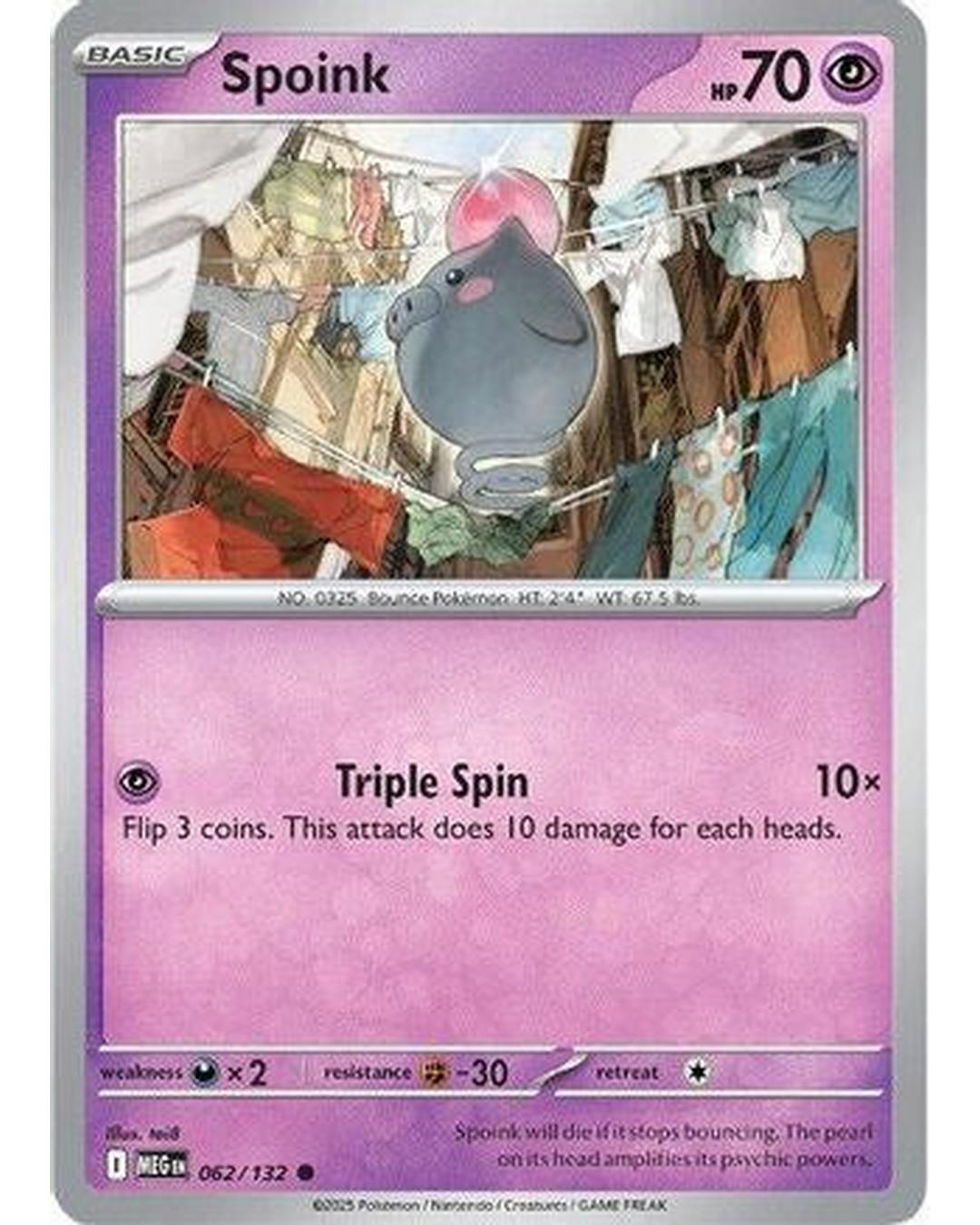 Spoink 062/132 - Reverse Holofoil ME01 Mega Evolution - Common