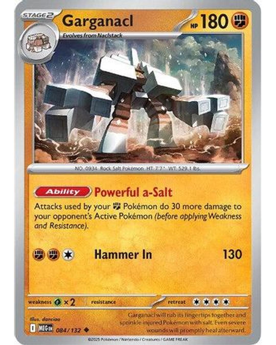 Garganacl 084/132 - Reverse Holofoil ME01 Mega Evolution - Uncommon