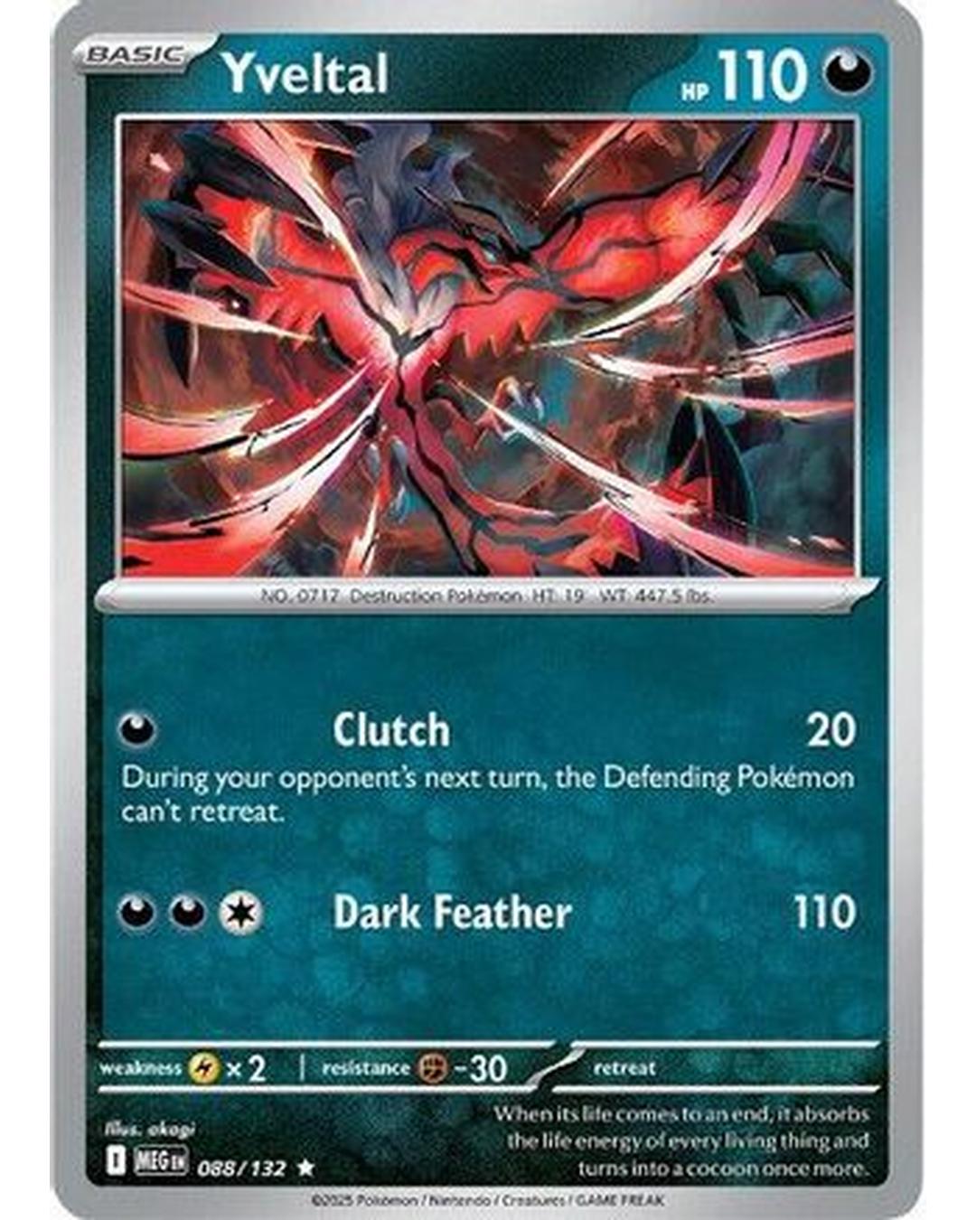 Yveltal 088/132 - Reverse Holofoil ME01 Mega Evolution - Rare