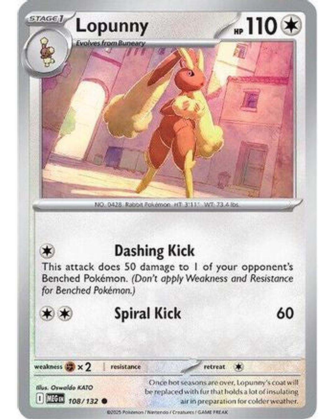 Lopunny 108/132 - Reverse Holofoil ME01 Mega Evolution - Common