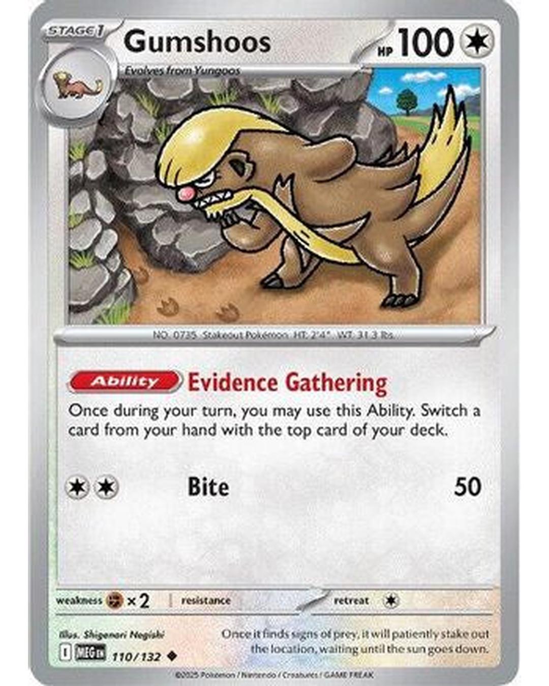 Gumshoos 110/132 - Reverse Holofoil ME01 Mega Evolution - Uncommon