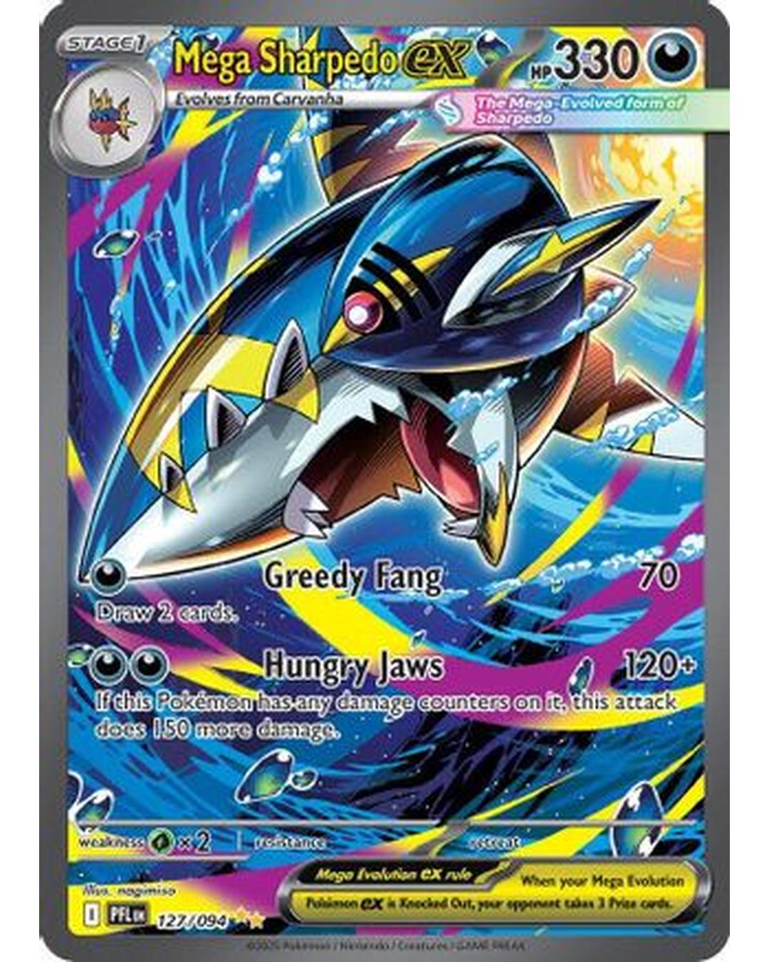 Mega Sharpedo ex 127/094 - Holofoil ME02 Phantasmal Flames - Special Illustration Rare
