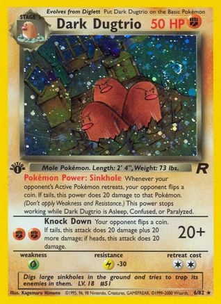 Dark Dugtrio (6) 006/82 - Unlimited Holofoil Team Rocket - Holo Rare