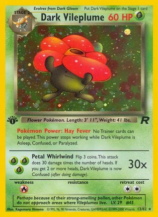 Dark Vileplume (13) 013/82 - 1st Edition Holofoil Team Rocket - Holo Rare