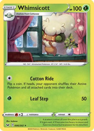 Whimsicott 006/202  SWSH01 Sword & Shield Base Set - Rare