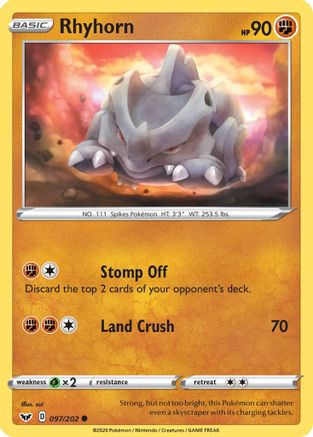 Rhyhorn (097) 097/202  SWSH01 Sword & Shield Base Set - Common