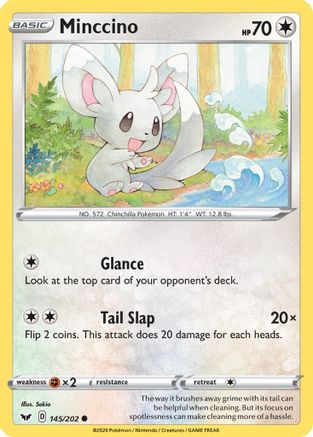 Minccino (145) 145/202  - Reverse Holofoil SWSH01 Sword & Shield Base Set - Common