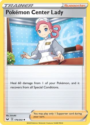 Pokemon Center Lady 176/202  - Reverse Holofoil SWSH01 Sword & Shield Base Set - Uncommon