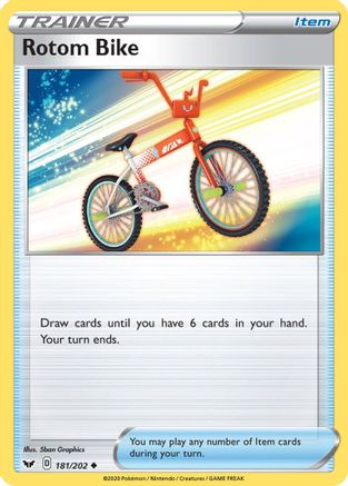 Rotom Bike 181/202  - Reverse Holofoil SWSH01 Sword & Shield Base Set - Uncommon