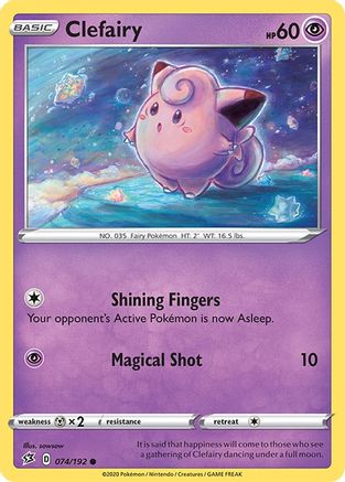 Clefairy 074/192  - Reverse Holofoil SWSH02 Rebel Clash - Common