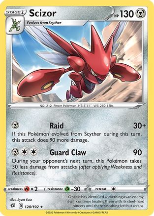 Scizor 128/192  - Reverse Holofoil SWSH02 Rebel Clash - Rare