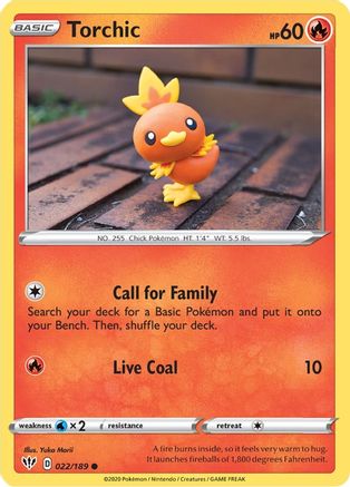 Torchic 022/189  - Reverse Holofoil SWSH03 Darkness Ablaze - Common