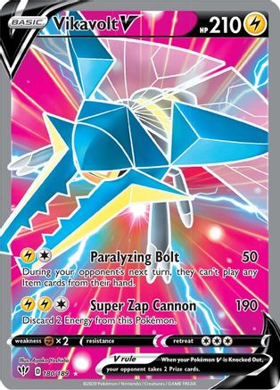 Vikavolt V (Full Art) 180/189  - Holofoil SWSH03 Darkness Ablaze - Ultra Rare