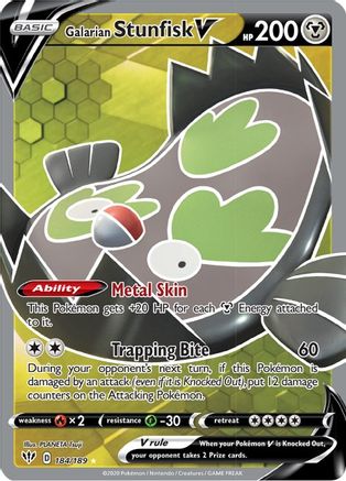 Galarian Stunfisk V (Full Art) 184/189  - Holofoil SWSH03 Darkness Ablaze - Ultra Rare