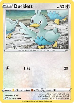 Ducklett 148/189  - Reverse Holofoil SWSH03 Darkness Ablaze - Common