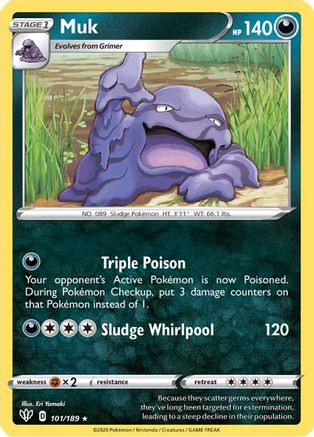 Muk 101/189  - Reverse Holofoil SWSH03 Darkness Ablaze - Rare
