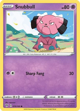 Snubbull 070/189  SWSH03 Darkness Ablaze - Common