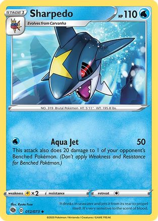 Sharpedo 012/73  - Reverse Holofoil Champions Path - Uncommon