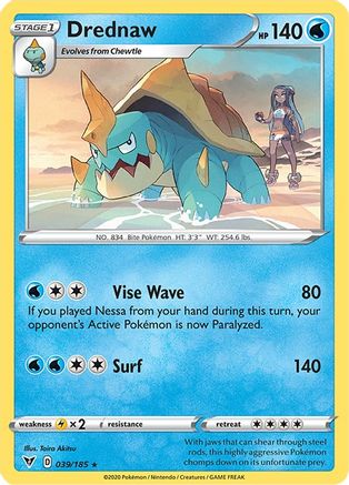 Drednaw 039/185  - Reverse Holofoil SWSH04 Vivid Voltage - Rare