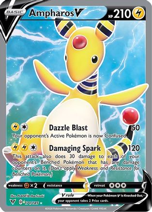 Ampharos V (Full Art) 171/185  - Holofoil SWSH04 Vivid Voltage - Ultra Rare