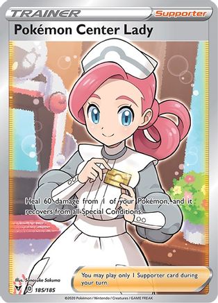 Pokemon Center Lady (Full Art) 185/185  - Holofoil SWSH04 Vivid Voltage - Ultra Rare