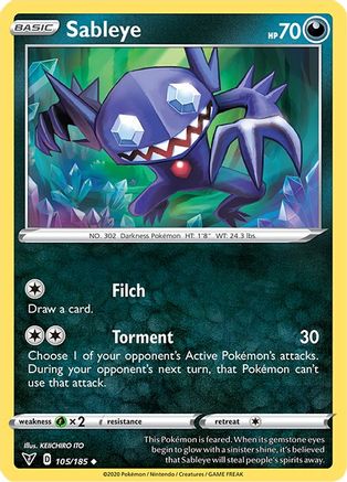 Sableye 105/185  - Reverse Holofoil SWSH04 Vivid Voltage - Uncommon