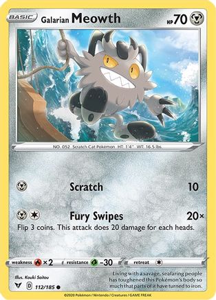 Galarian Meowth 112/185  - Reverse Holofoil SWSH04 Vivid Voltage - Common