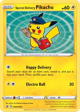 Special Delivery Pikachu SWSH074  - Holofoil SWSH Sword & Shield Promo Cards - Promo