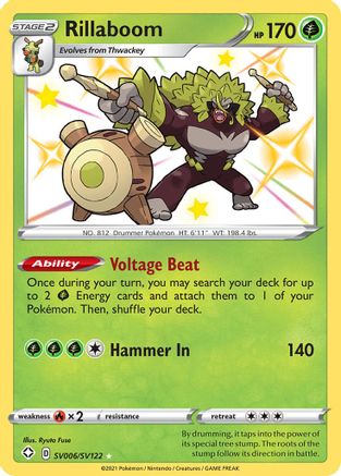 Rillaboom SV006/SV122  - Holofoil Shining Fates Shiny Vault - Shiny Holo Rare